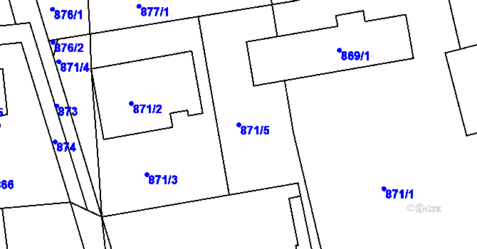 Parcela st. 871/5 v KÚ Vinoř, Katastrální mapa