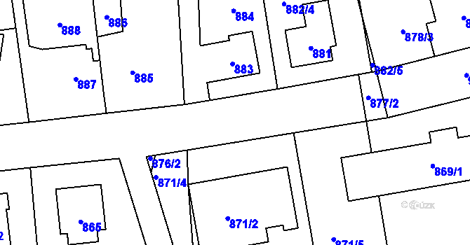 Parcela st. 877/1 v KÚ Vinoř, Katastrální mapa