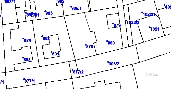 Parcela st. 878 v KÚ Vinoř, Katastrální mapa