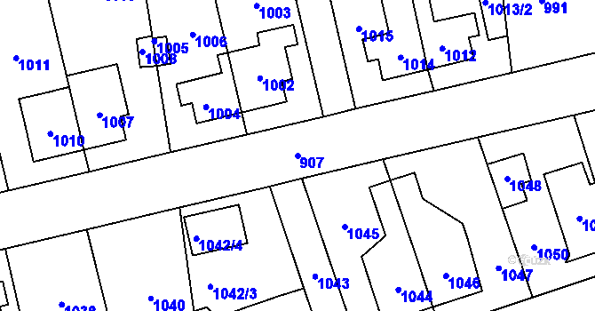 Parcela st. 907 v KÚ Vinoř, Katastrální mapa