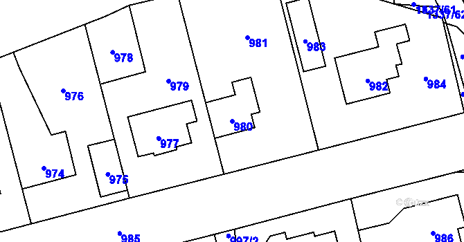 Parcela st. 980 v KÚ Vinoř, Katastrální mapa
