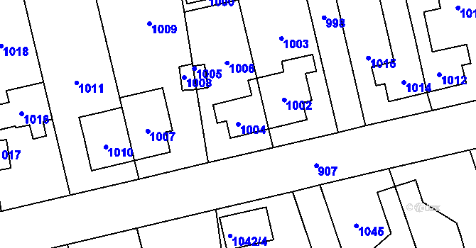 Parcela st. 1004 v KÚ Vinoř, Katastrální mapa