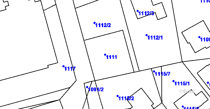 Parcela st. 1111 v KÚ Vinoř, Katastrální mapa