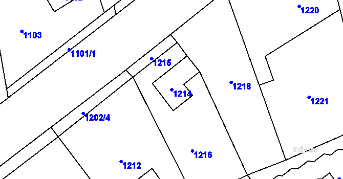 Parcela st. 1214 v KÚ Vinoř, Katastrální mapa