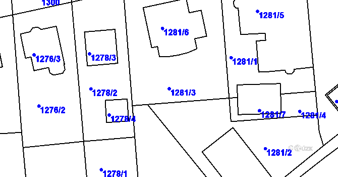 Parcela st. 1281/3 v KÚ Vinoř, Katastrální mapa