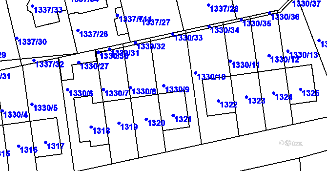 Parcela st. 1330/9 v KÚ Vinoř, Katastrální mapa