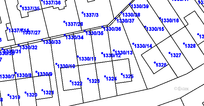 Parcela st. 1330/12 v KÚ Vinoř, Katastrální mapa