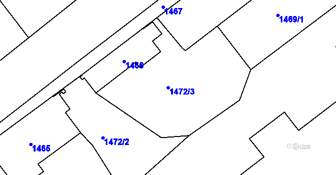 Parcela st. 1472/3 v KÚ Vinoř, Katastrální mapa