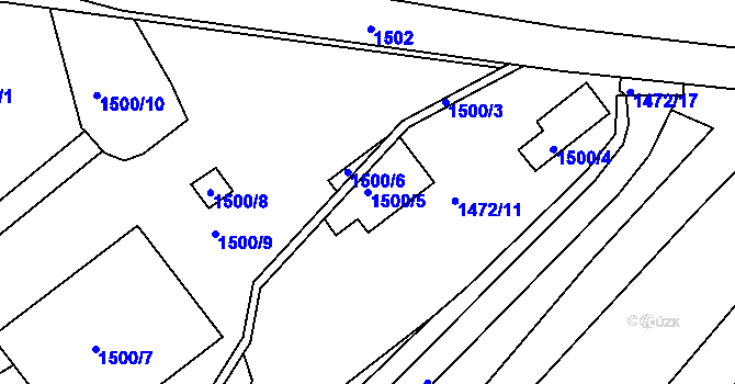Parcela st. 1500/5 v KÚ Vinoř, Katastrální mapa