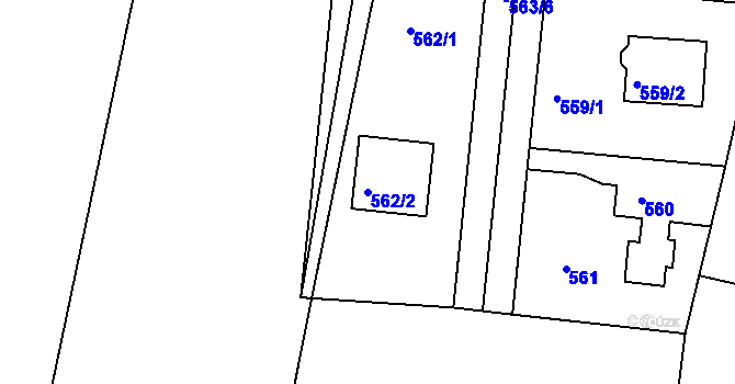 Parcela st. 562/2 v KÚ Vinoř, Katastrální mapa