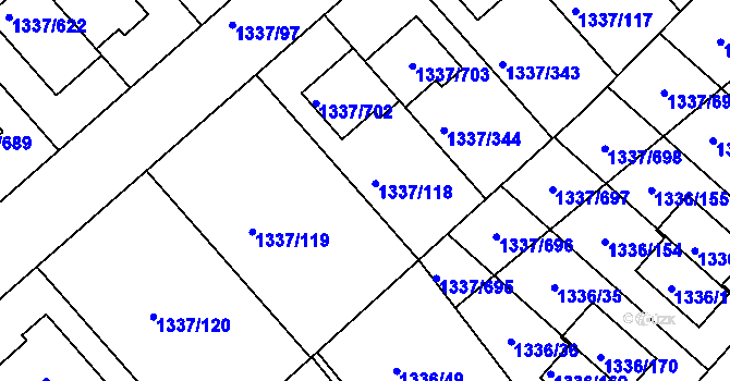 Parcela st. 1337/345 v KÚ Vinoř, Katastrální mapa