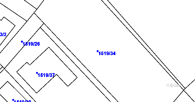 Parcela st. 1519/34 v KÚ Vinoř, Katastrální mapa