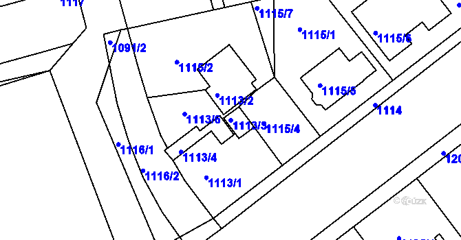 Parcela st. 1113/3 v KÚ Vinoř, Katastrální mapa