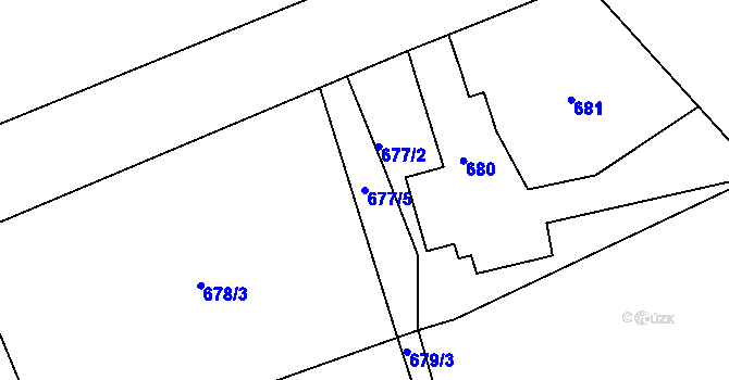 Parcela st. 677/5 v KÚ Vinoř, Katastrální mapa