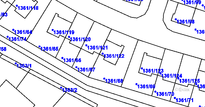 Parcela st. 1361/122 v KÚ Vinoř, Katastrální mapa