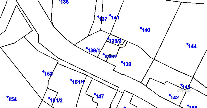 Parcela st. 139/2 v KÚ Vinoř, Katastrální mapa