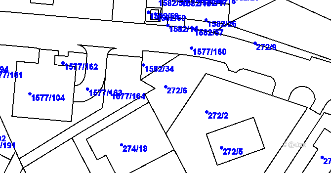 Parcela st. 272/6 v KÚ Vinoř, Katastrální mapa