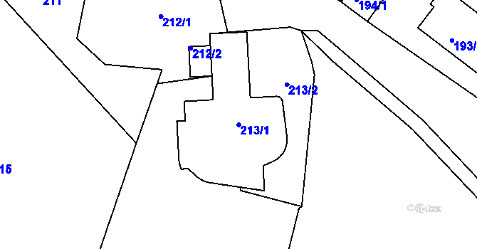 Parcela st. 213/1 v KÚ Vinoř, Katastrální mapa
