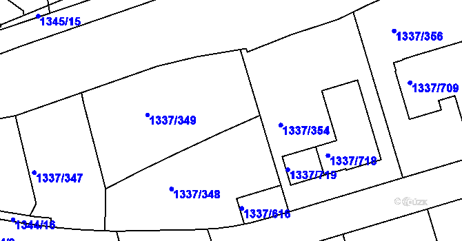 Parcela st. 1337/351 v KÚ Vinoř, Katastrální mapa