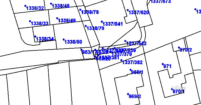 Parcela st. 1337/380 v KÚ Vinoř, Katastrální mapa