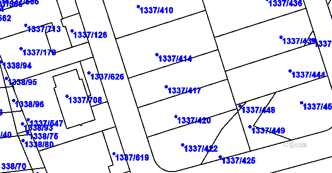 Parcela st. 1337/417 v KÚ Vinoř, Katastrální mapa