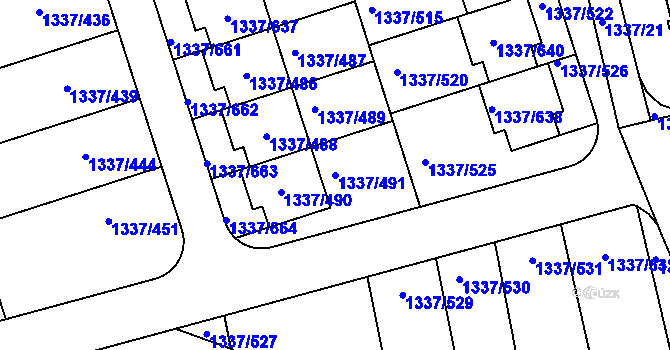 Parcela st. 1337/491 v KÚ Vinoř, Katastrální mapa