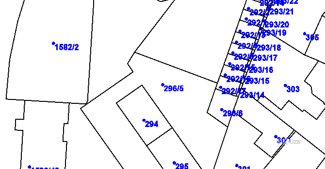 Parcela st. 296/5 v KÚ Vinoř, Katastrální mapa