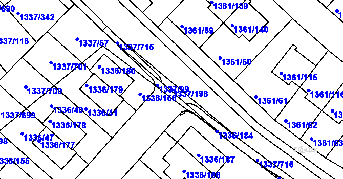 Parcela st. 1337/198 v KÚ Vinoř, Katastrální mapa