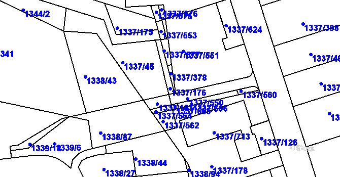 Parcela st. 1337/176 v KÚ Vinoř, Katastrální mapa