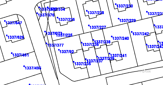 Parcela st. 1337/236 v KÚ Vinoř, Katastrální mapa