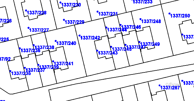 Parcela st. 1337/243 v KÚ Vinoř, Katastrální mapa