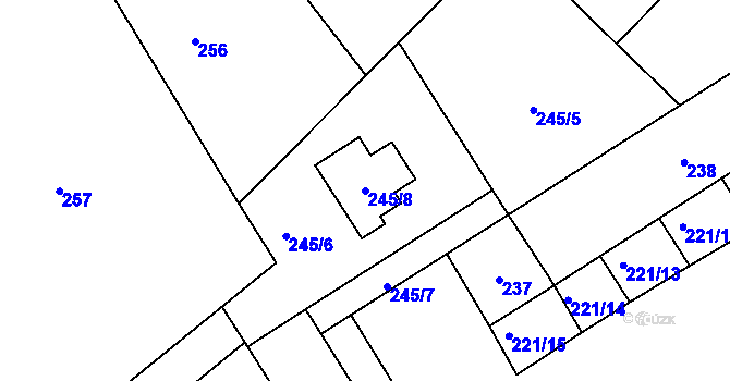 Parcela st. 245/8 v KÚ Vinoř, Katastrální mapa