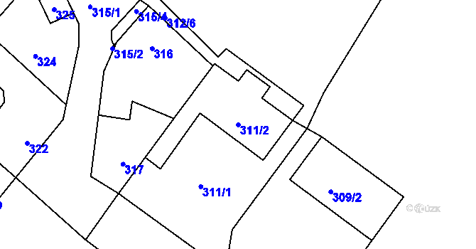 Parcela st. 311/2 v KÚ Vinoř, Katastrální mapa