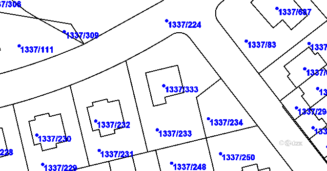 Parcela st. 1337/333 v KÚ Vinoř, Katastrální mapa