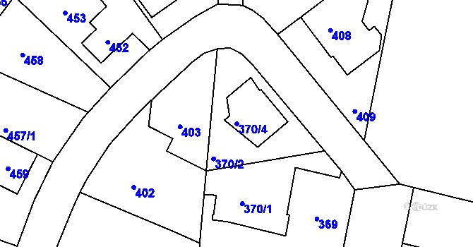Parcela st. 370/4 v KÚ Vinoř, Katastrální mapa