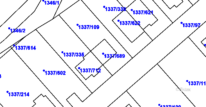 Parcela st. 1337/689 v KÚ Vinoř, Katastrální mapa