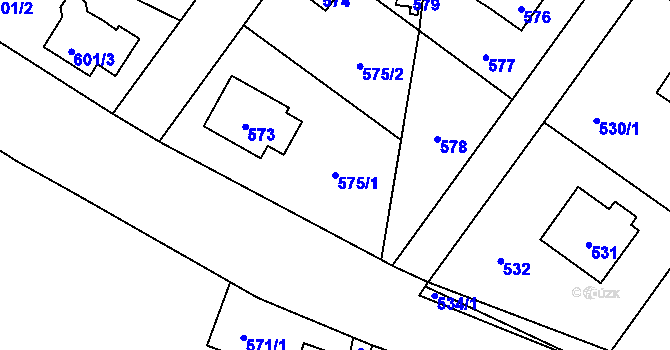 Parcela st. 575/1 v KÚ Vinoř, Katastrální mapa