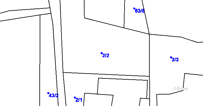 Parcela st. 2/2 v KÚ Moudrov, Katastrální mapa