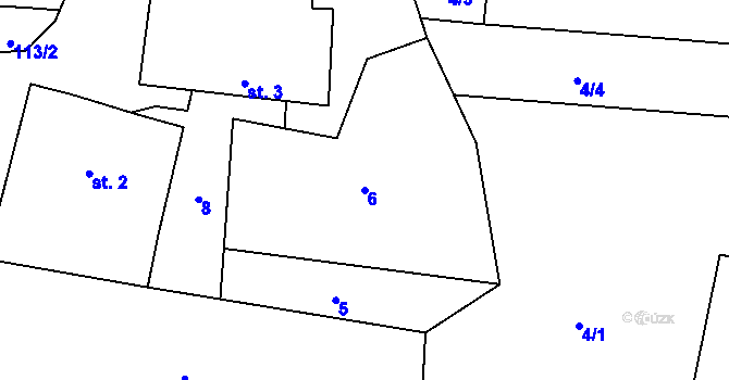 Parcela st. 6 v KÚ Moudrov, Katastrální mapa