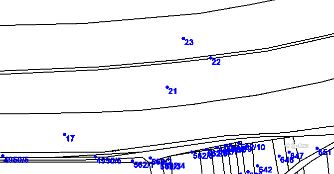 Parcela st. 21 v KÚ Moudrov, Katastrální mapa