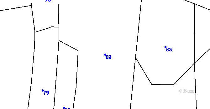 Parcela st. 82 v KÚ Moudrov, Katastrální mapa