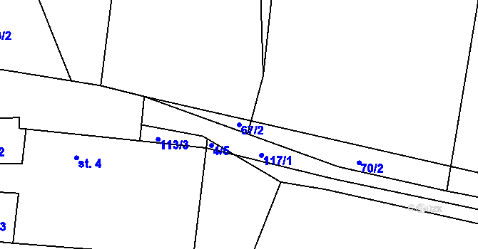 Parcela st. 67/2 v KÚ Moudrov, Katastrální mapa