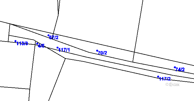 Parcela st. 70/2 v KÚ Moudrov, Katastrální mapa
