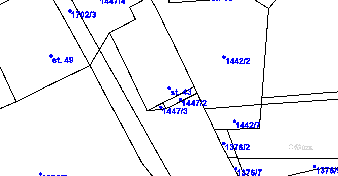 Parcela st. 43 v KÚ Vintířov, Katastrální mapa
