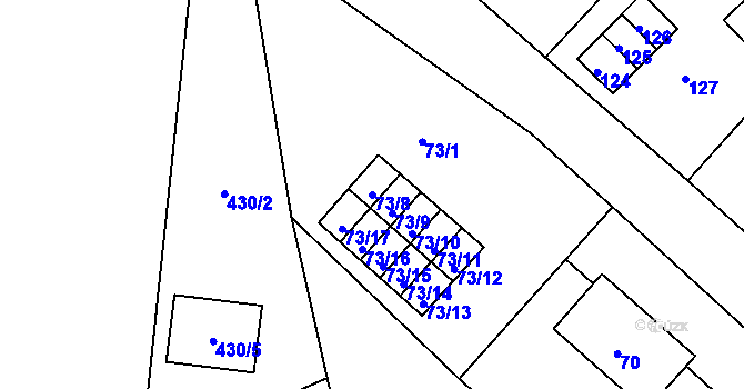 Parcela st. 73/8 v KÚ Vintířov u Sokolova, Katastrální mapa