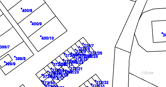 Parcela st. 372/7 v KÚ Vintířov u Sokolova, Katastrální mapa