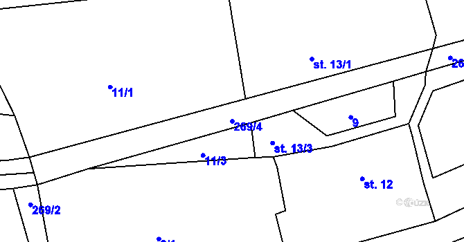 Parcela st. 269/4 v KÚ Háj u Vintířova, Katastrální mapa