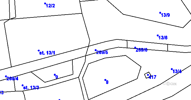 Parcela st. 269/5 v KÚ Háj u Vintířova, Katastrální mapa