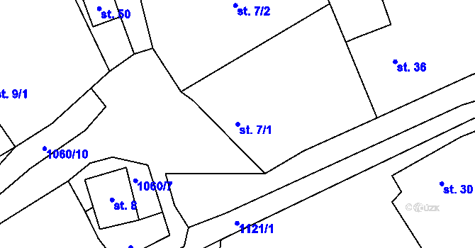 Parcela st. 7/1 v KÚ Kadaňský Rohozec, Katastrální mapa