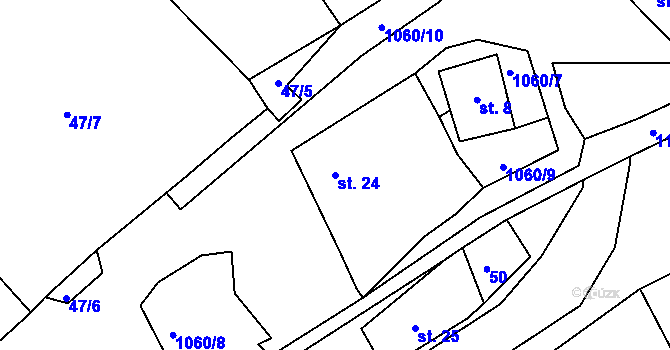 Parcela st. 24 v KÚ Kadaňský Rohozec, Katastrální mapa